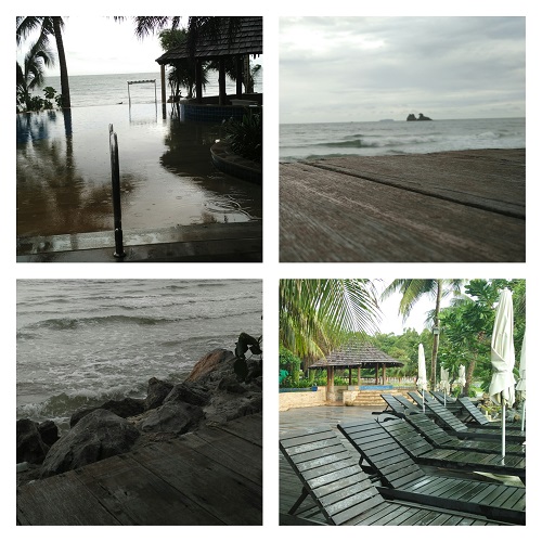raining just stop when we arrive at Lomtalay Chalet Resort
