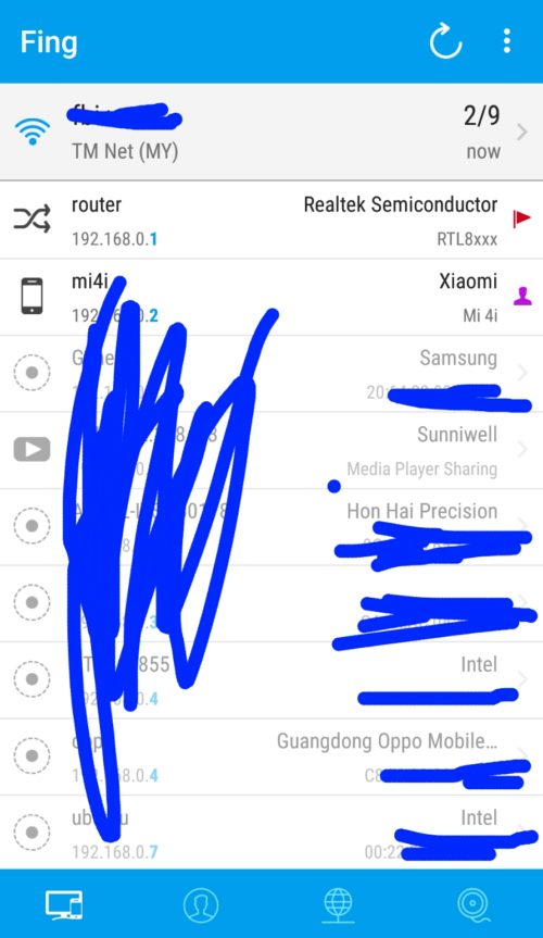 Fing - device connected before and now
