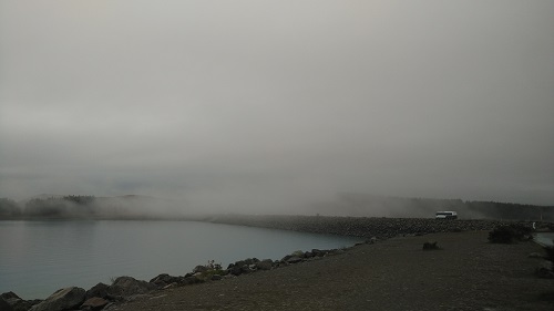 Lake Pukaki in foggy morning