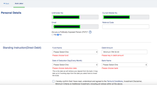 myASNB auto labur form