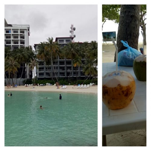 Hotel infront of beach and local stall