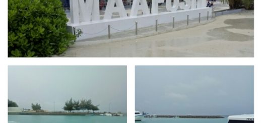 Maafushi island and the sea