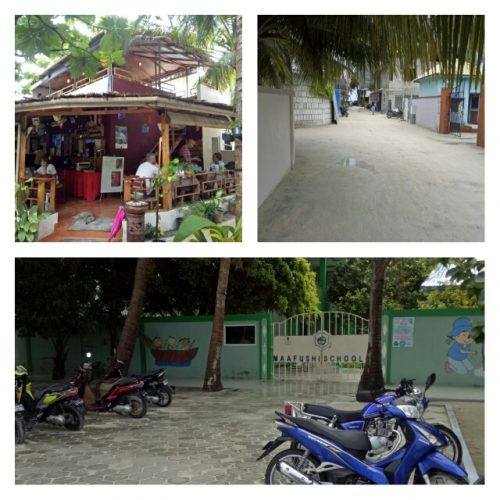 Maafushi school, restaurant and surrounding